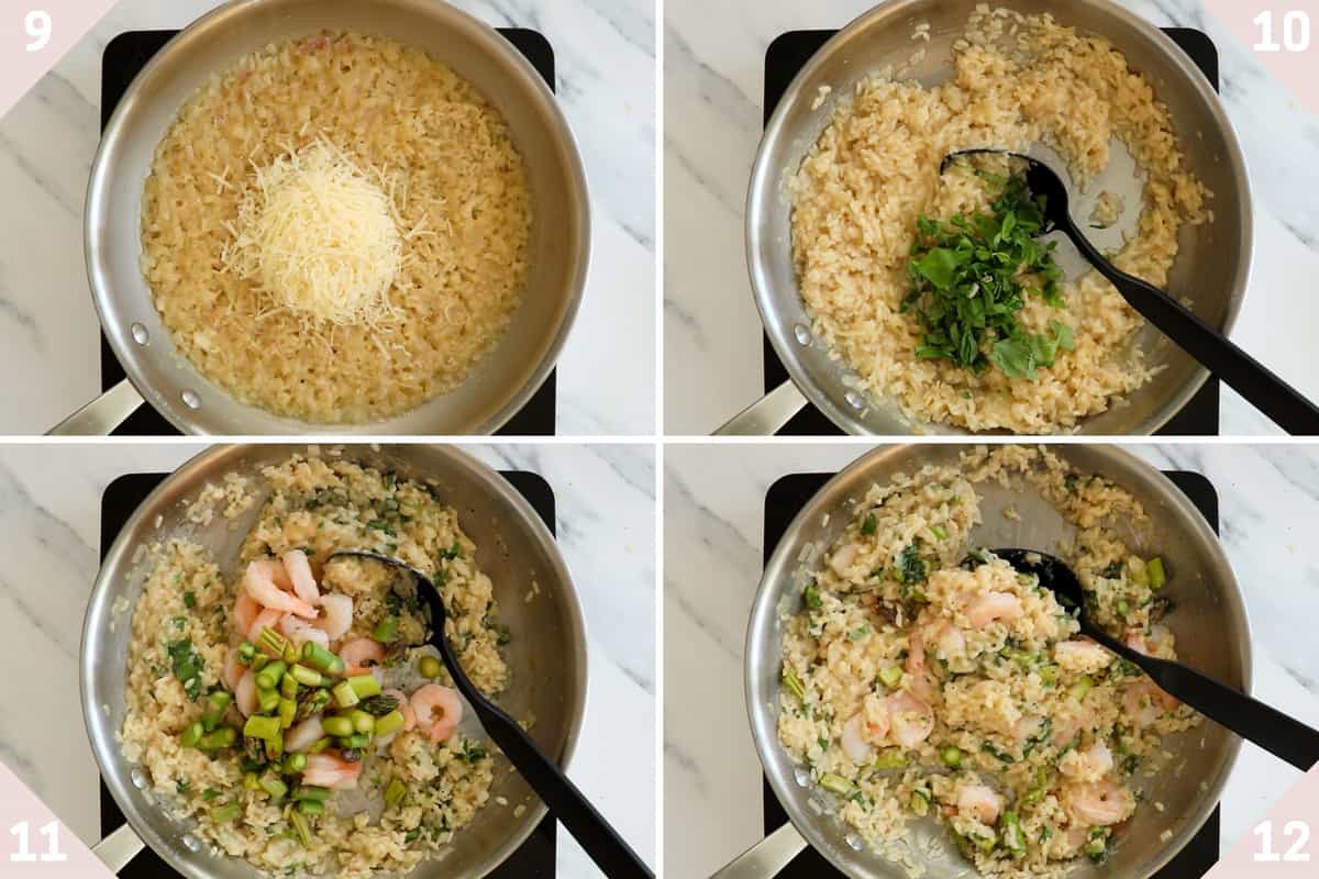 collage showing how to make a creamy risotto