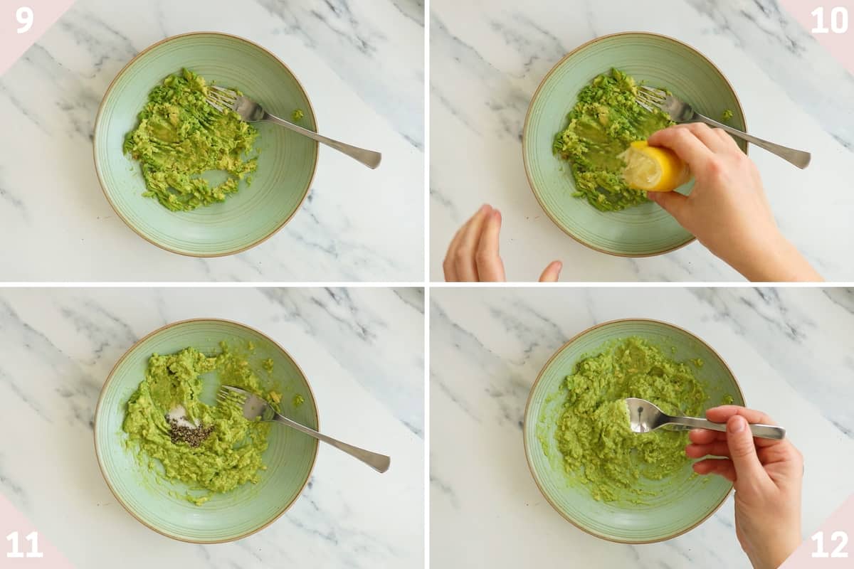 collage showing how to make avocado sauce