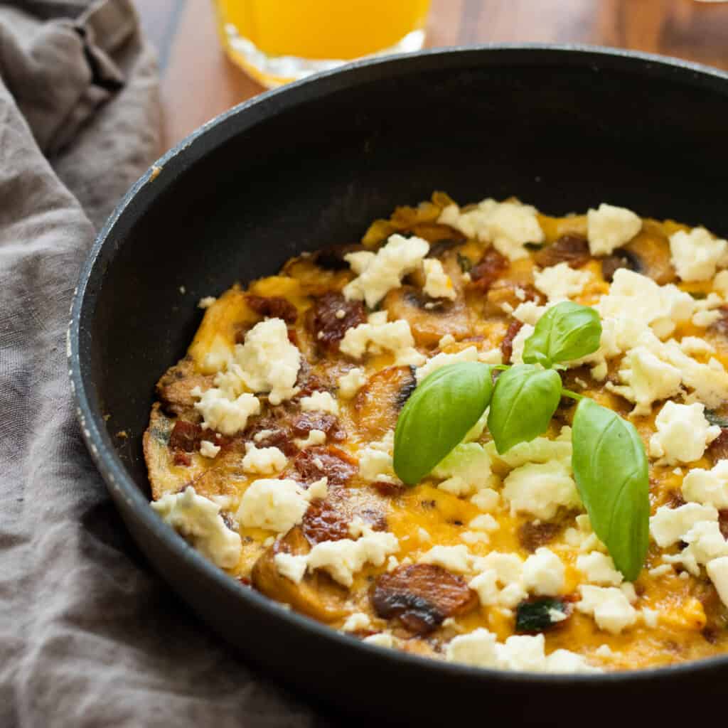 How to Make a Stovetop Frittata with Sundried Tomatoes & Feta Cheese