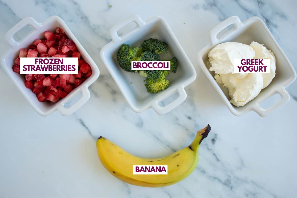 ingredients needed to make a healthy strawberry banana smoothie