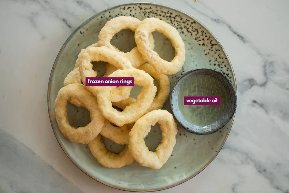 ingredients needed to make air fryer frozen onion rings.