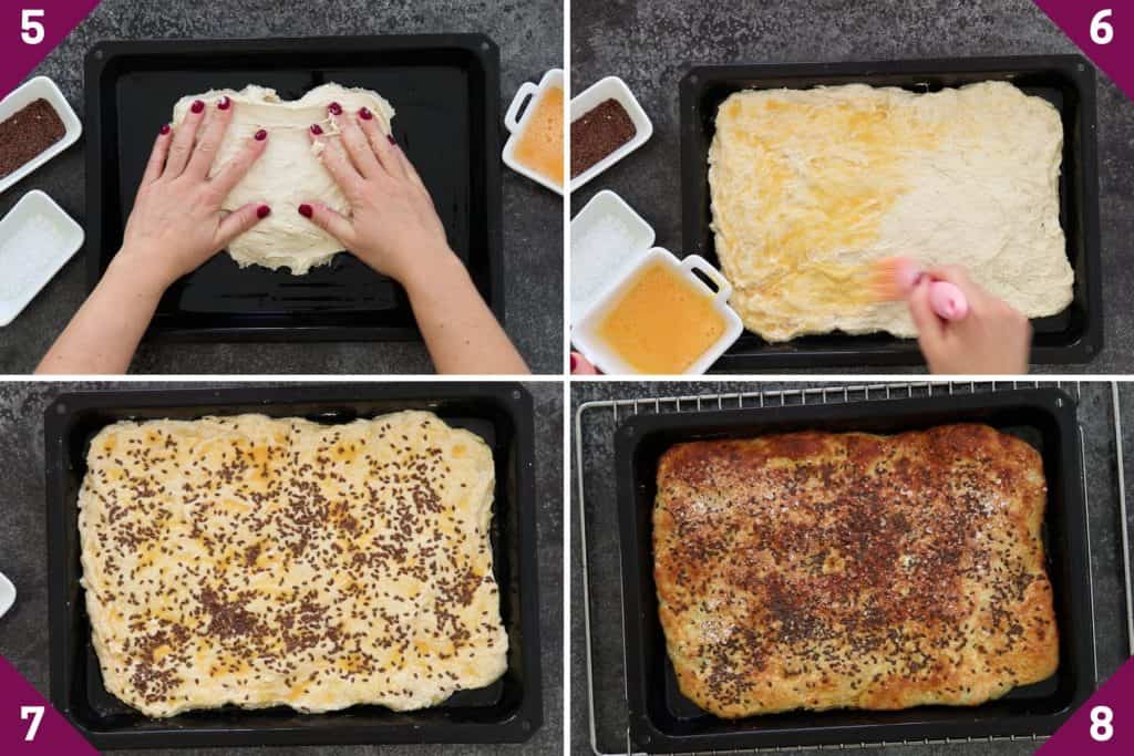 Collage showing how to make turkish bread.