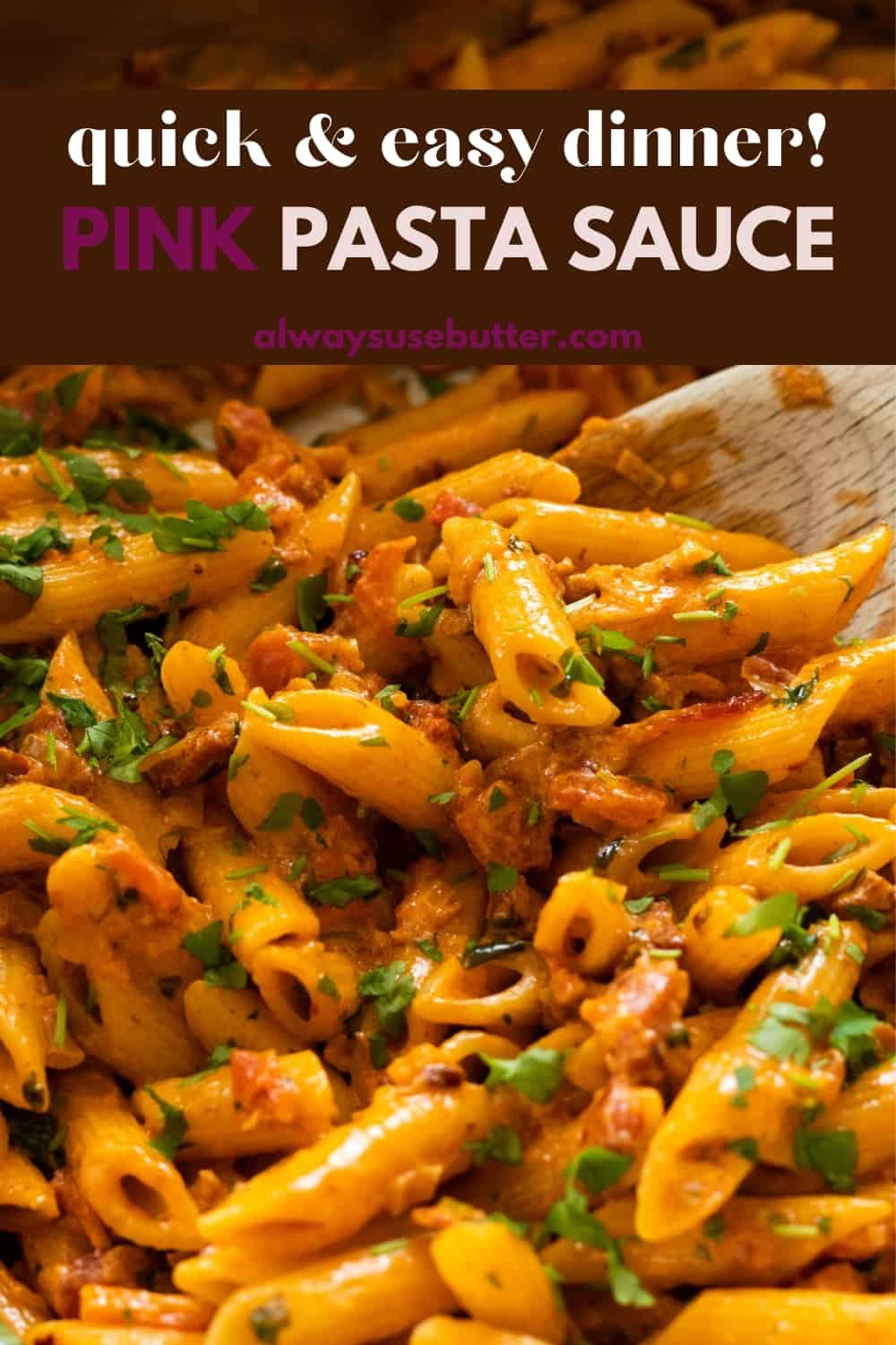 Pink Pasta Sauce with Bacon (Pasta with Rose Sauce) always use butter