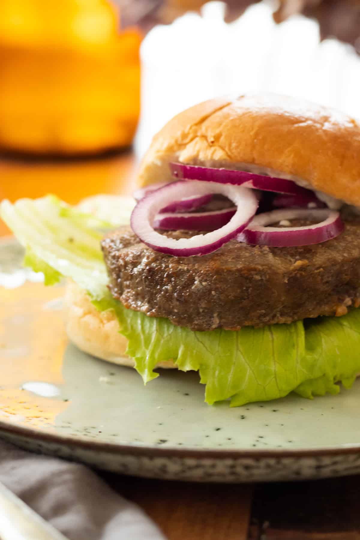 a burger where the patty has been air fried.