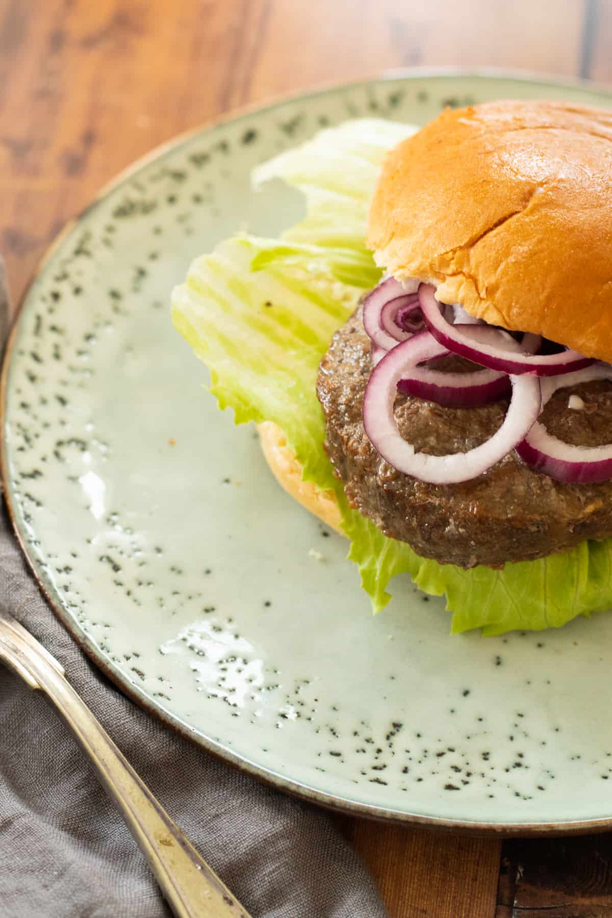 a burger where the patty has been air fried