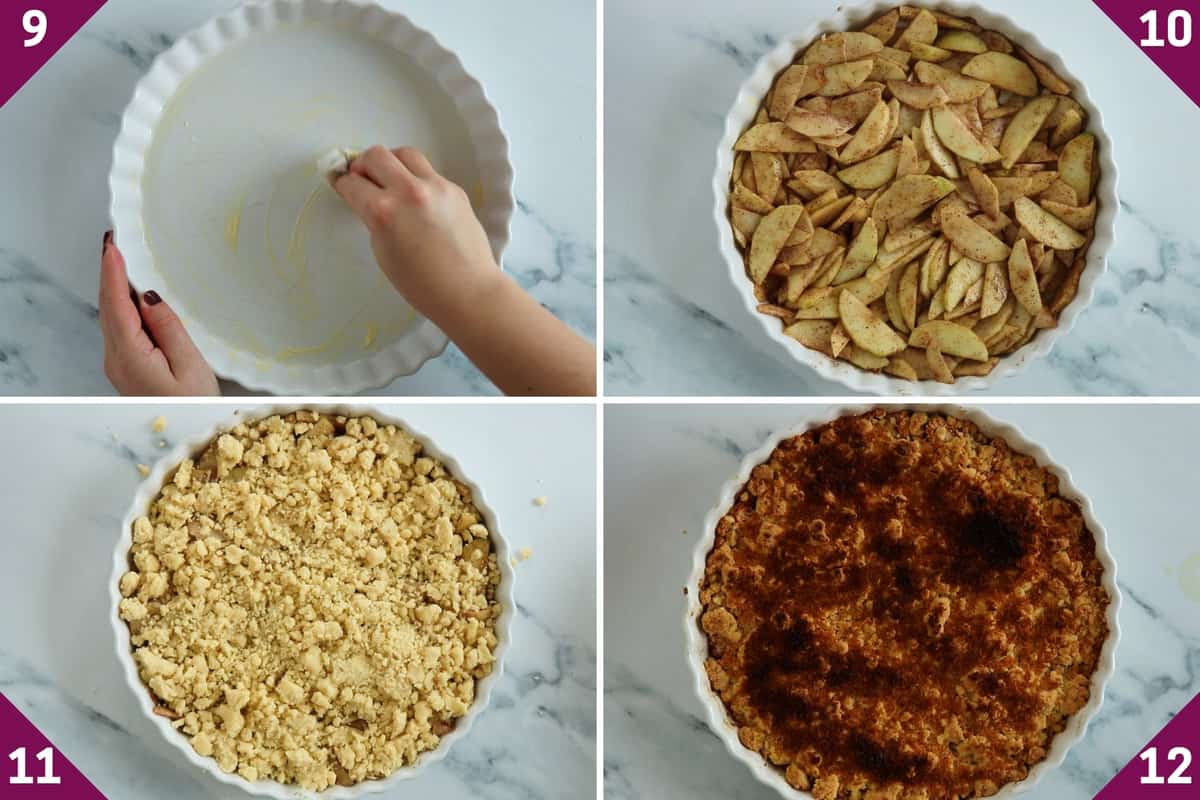 collage showing how to make apple crisp