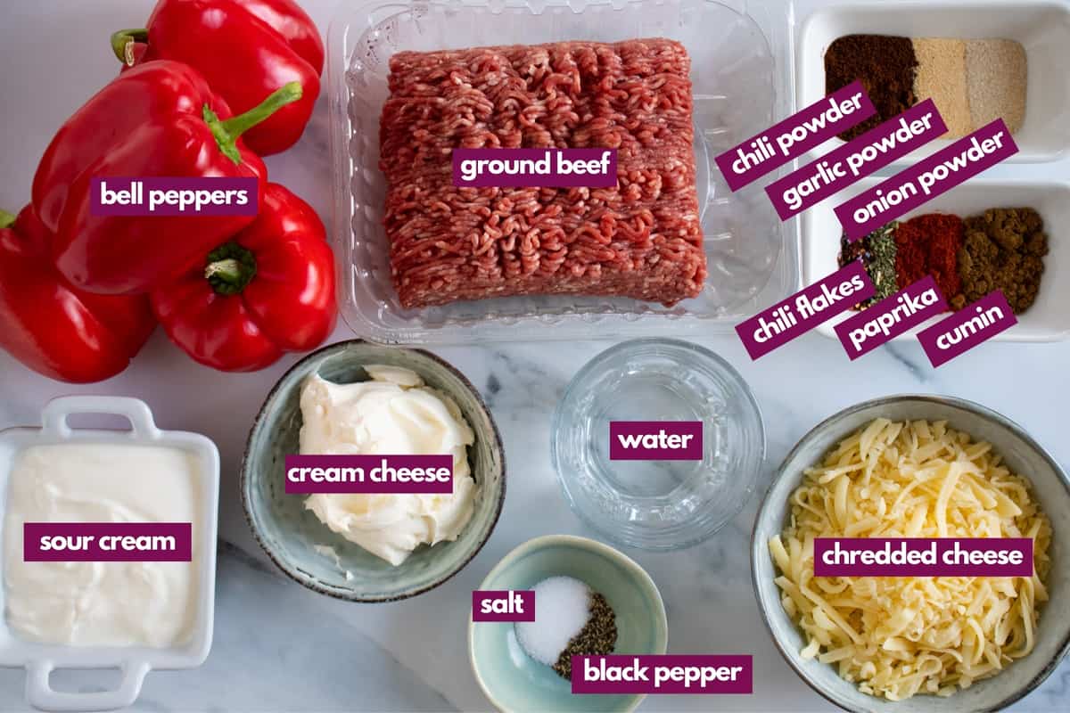 ingredients for stuffed bell peppers without rice