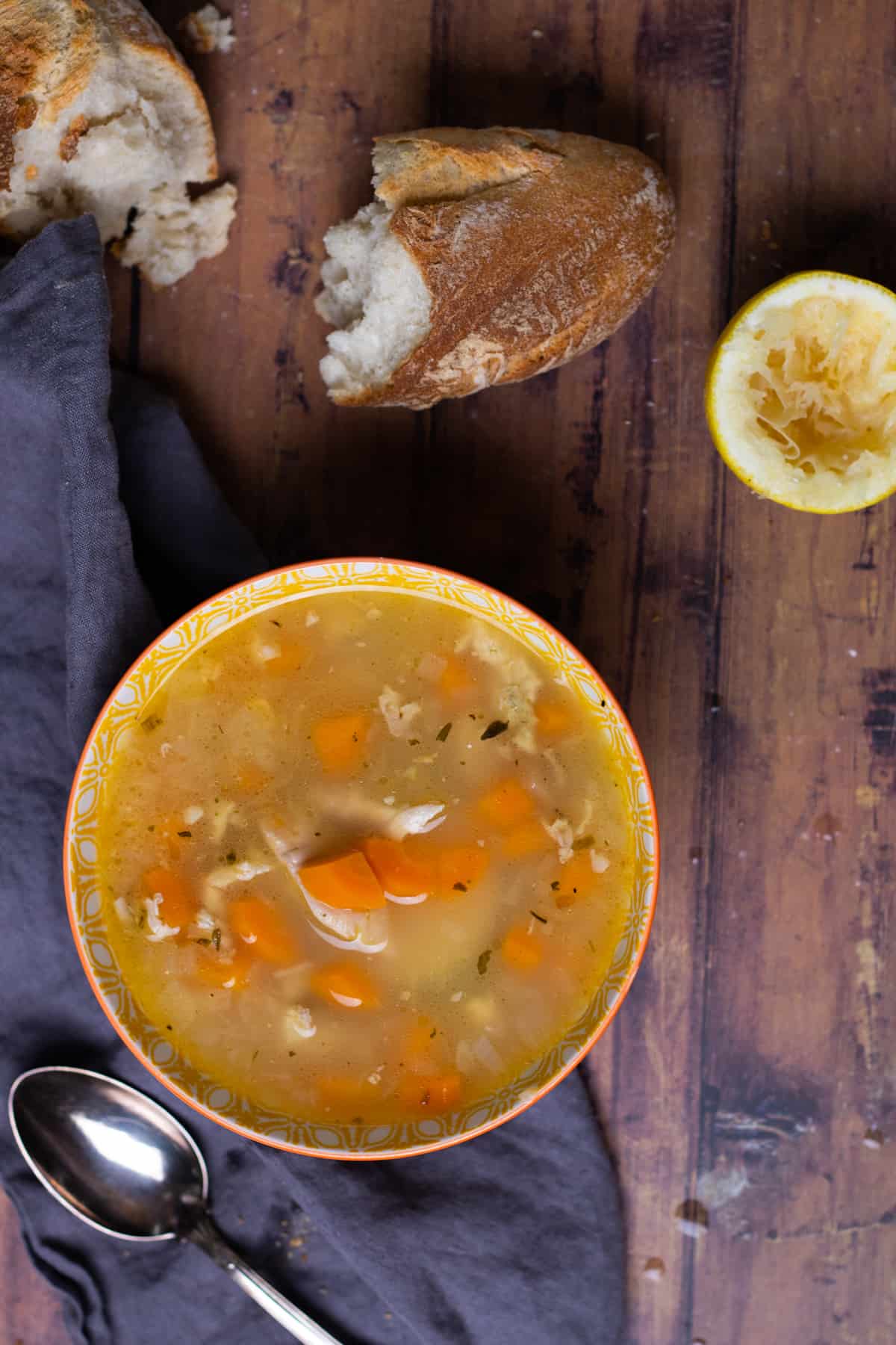 instant pot turkey soup in a bowl.