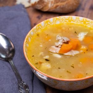 instant pot turkey soup in a bowl