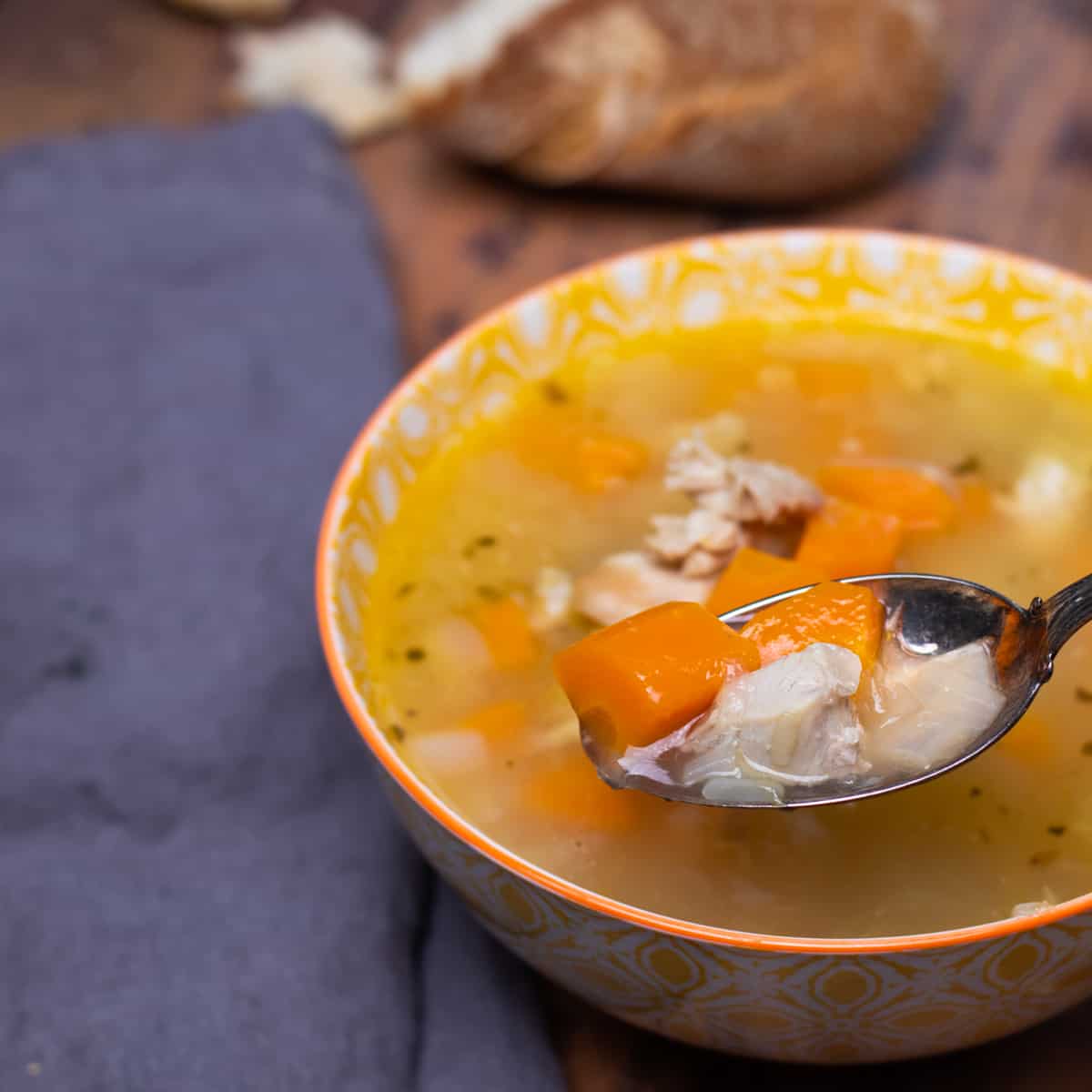 instant pot turkey soup in a bowl