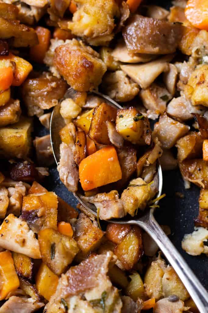 Leftover Turkey Hash with Potatoes & Carrots always use butter