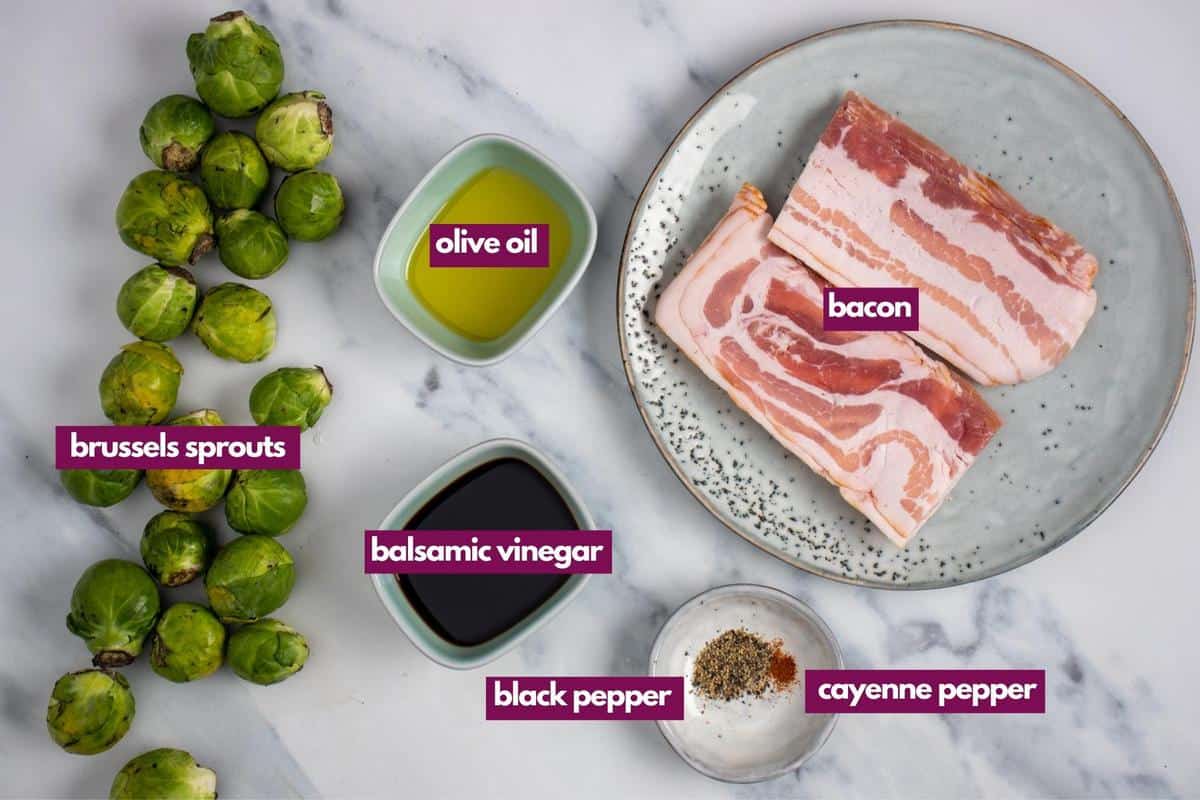 ingredients for air fryer brussel sprouts with bacon