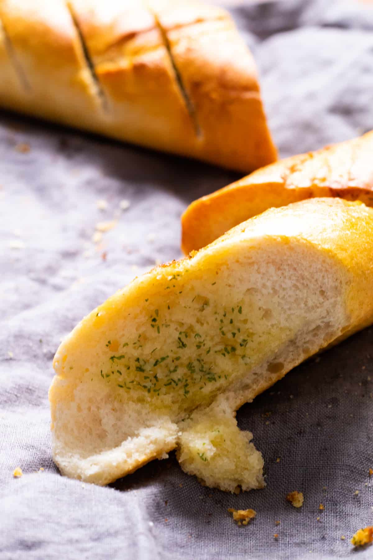 a piece of garlic bread