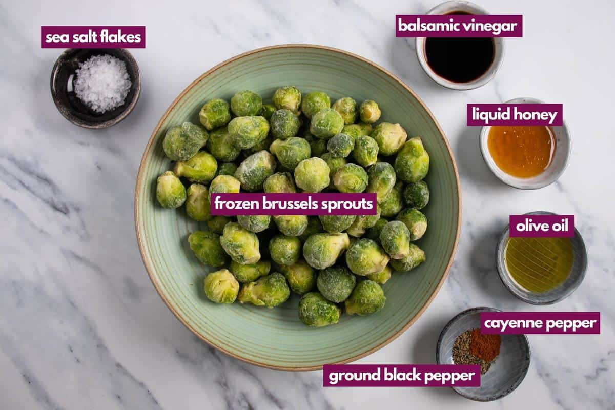 ingredients for air fryer frozen brussel sprouts.
