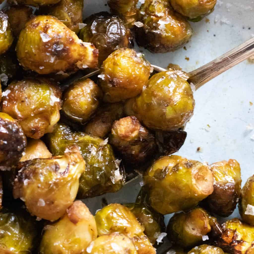 Air Fryer Frozen Brussel Sprouts with Honey Balsamic Vinaigrette