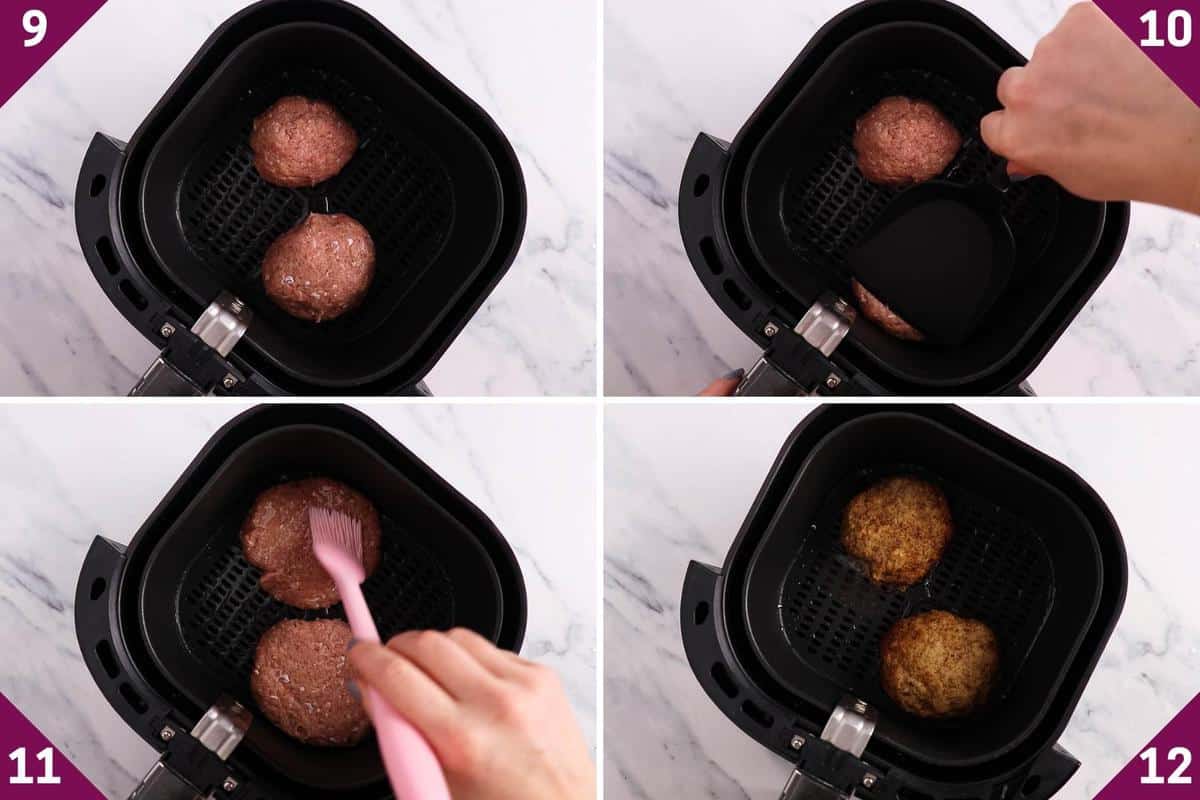 collage showing how to make air fryer turkey burgers