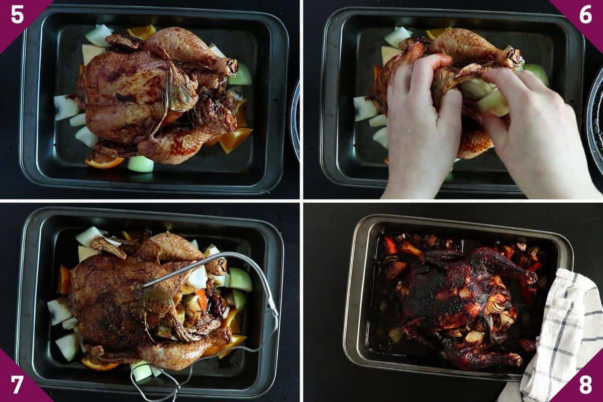 collage showing how to make orange ginger chicken