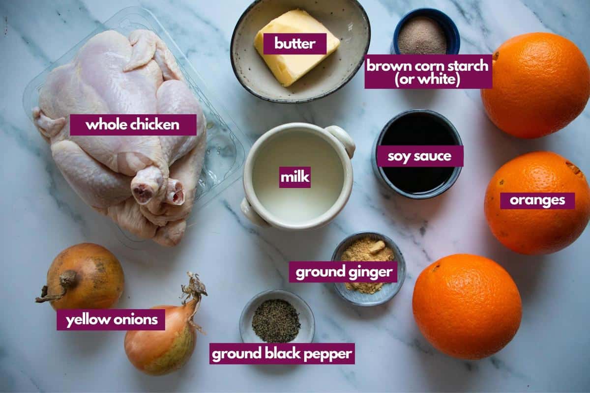 ingredients needed for orange ginger chicken