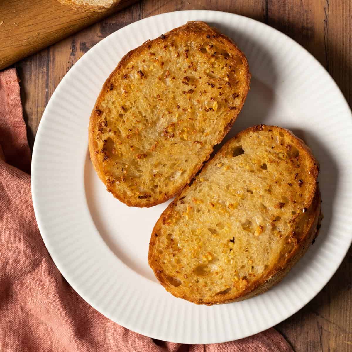 air fryer texas toast on a white plate