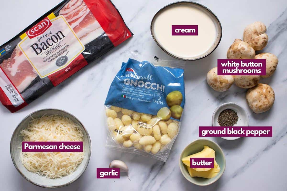 ingredients for creamy gnocchi recipe