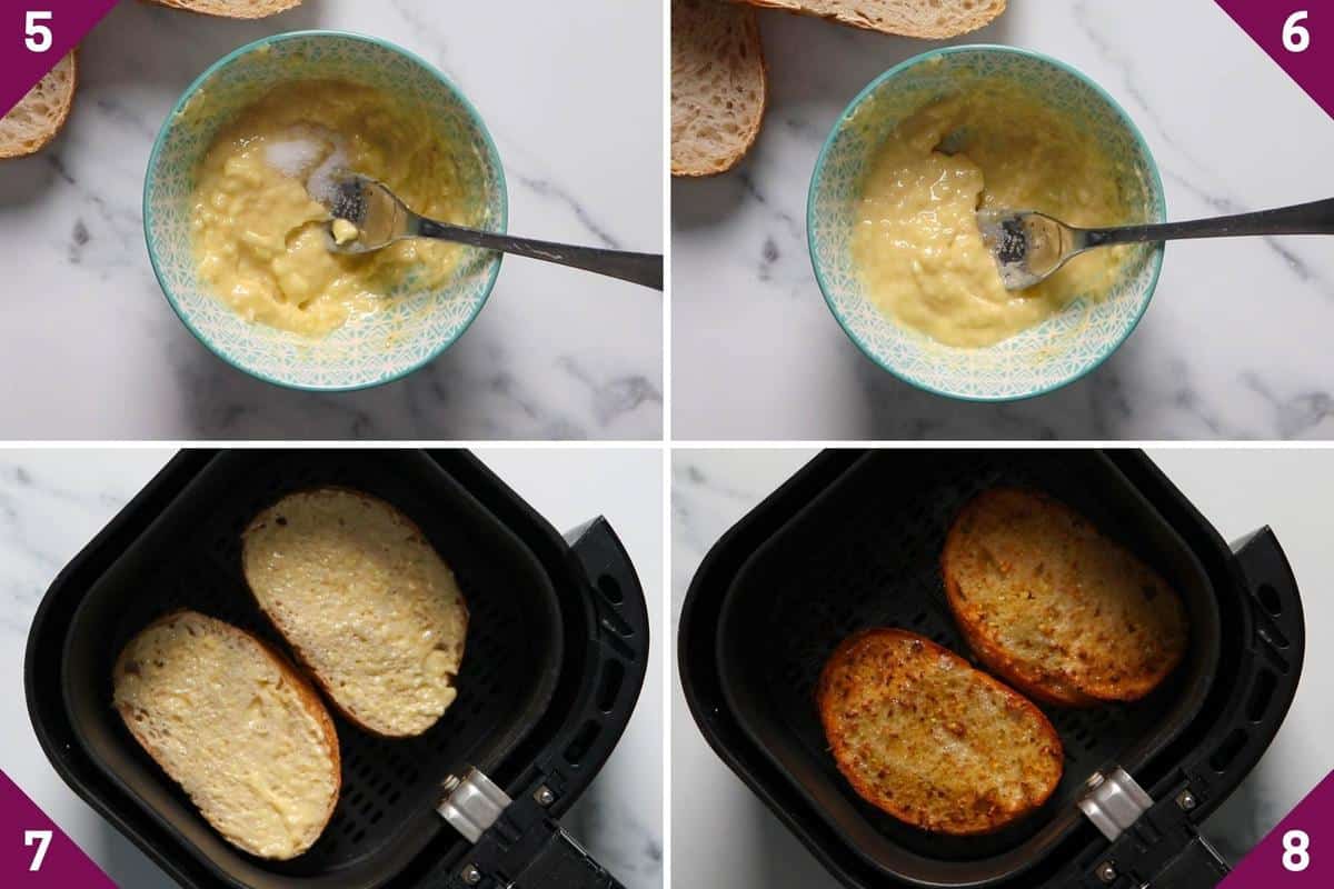 collage showing how to make air fryer texas toast