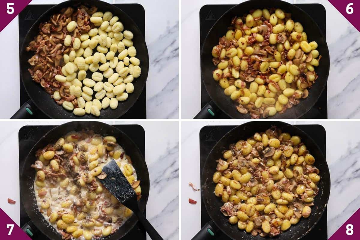 collage showing how to make creamy gnocchi
