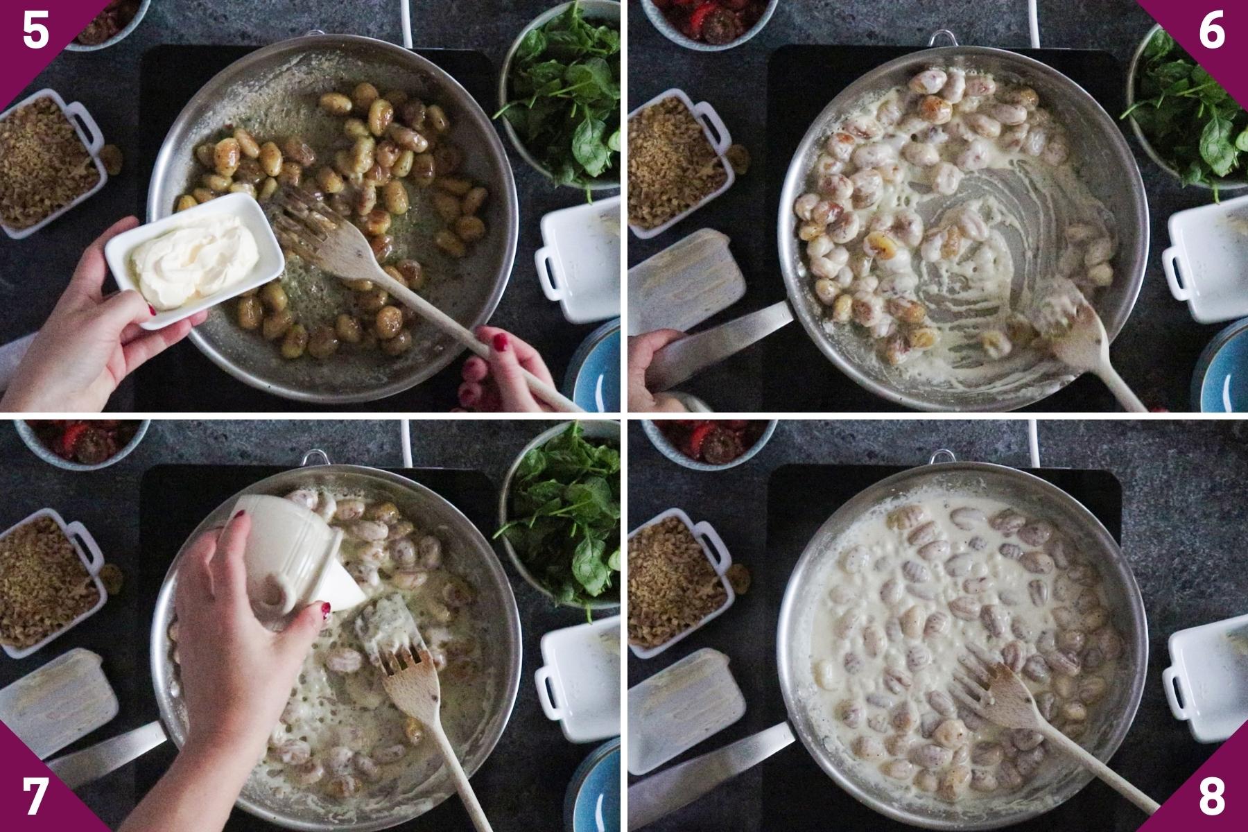 collage showing how to make gorgonzola gnocchi.