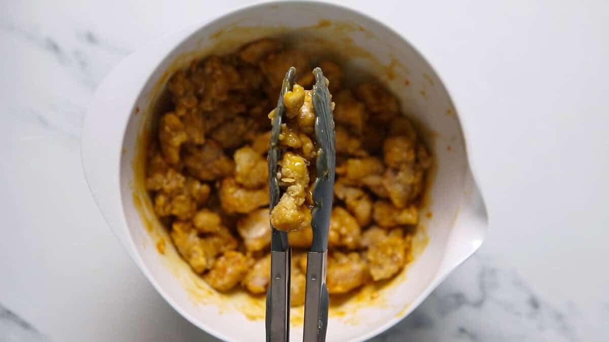 Finished orange chicken.