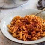 cajun alfredo sauce with pasta in a bowl