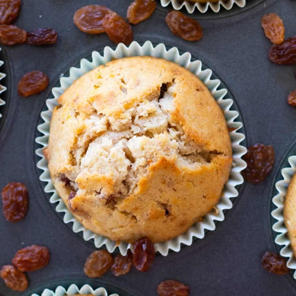 German Muffins with Raisins & Almonds always use butter