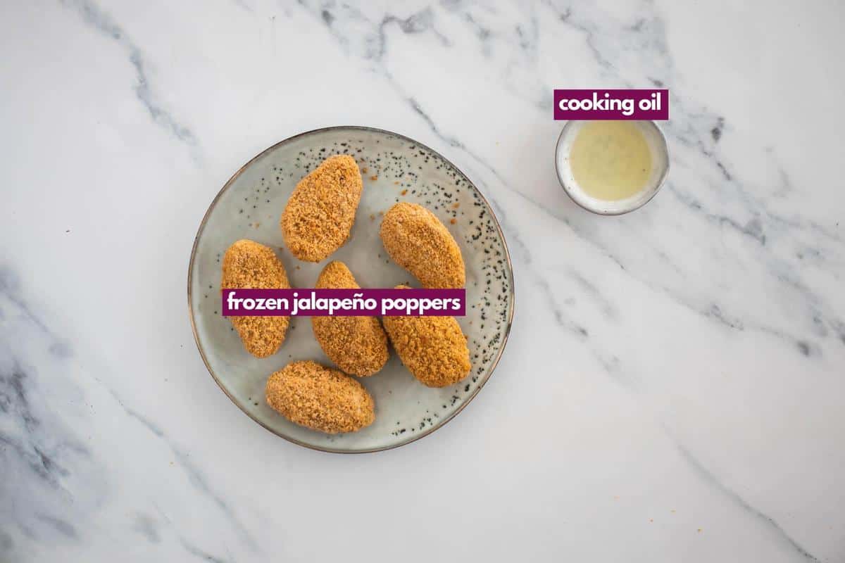 ingredients for making frozen jalapeño poppers in air fryer.