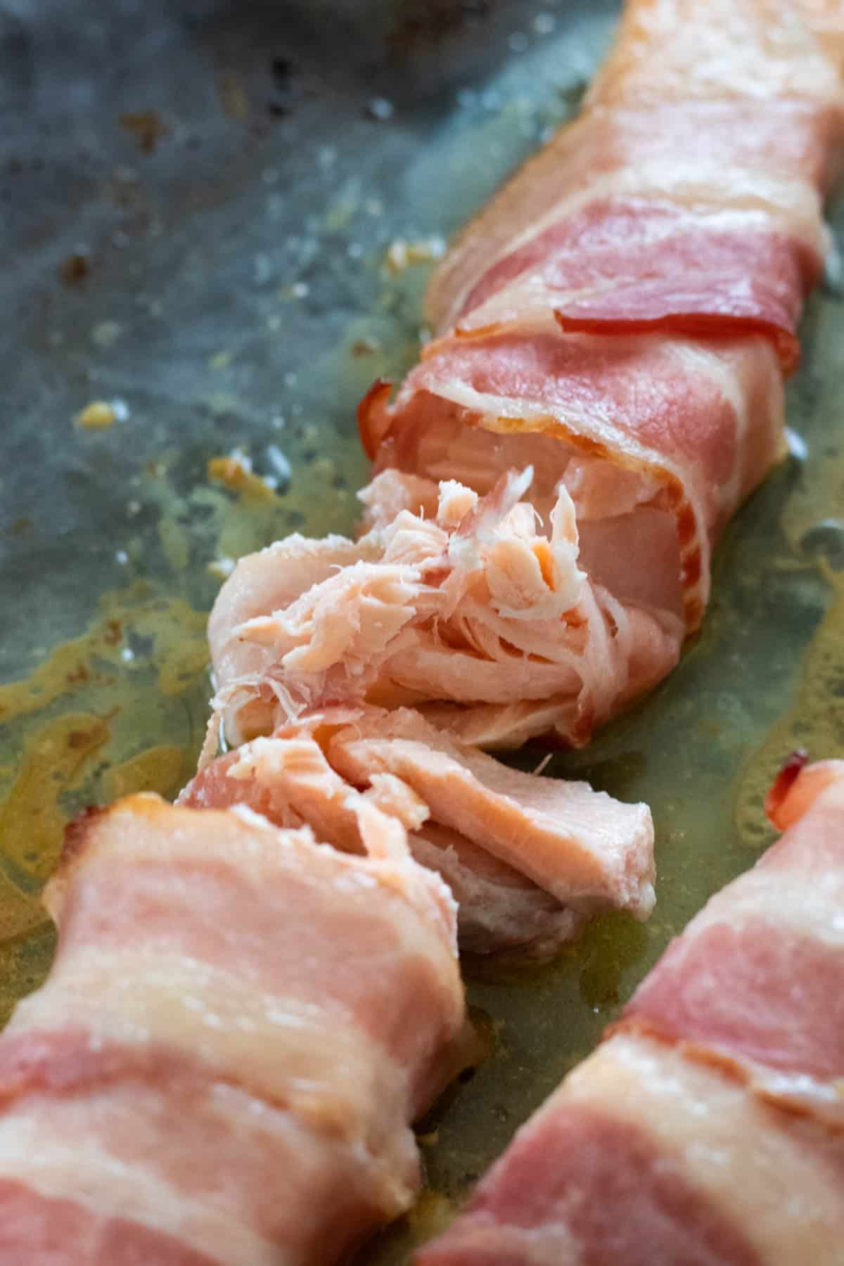 bacon wrapped salmon.