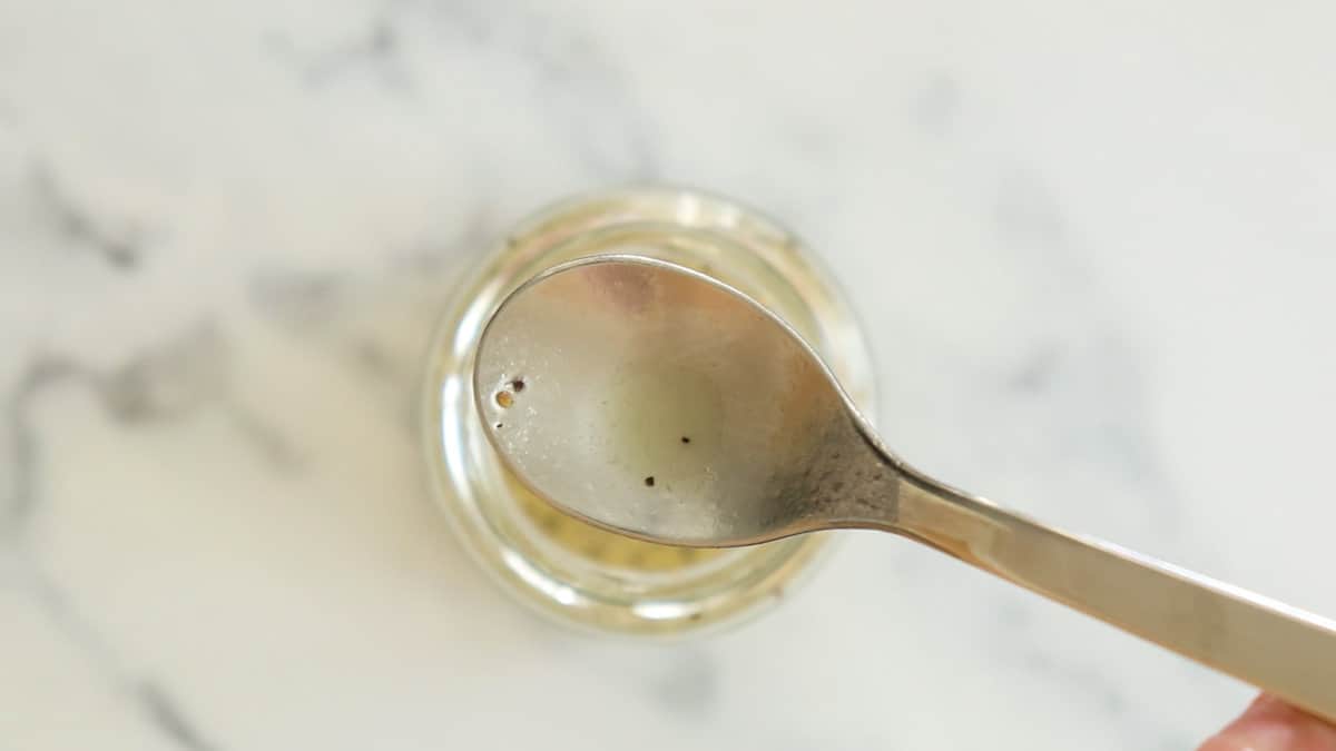 A spoonful of honey lemon vinaigrette.