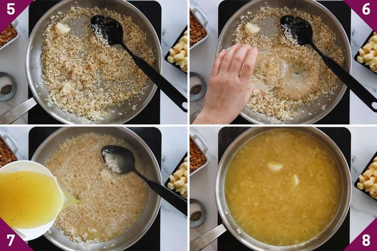 collage showing how to make apple risotto