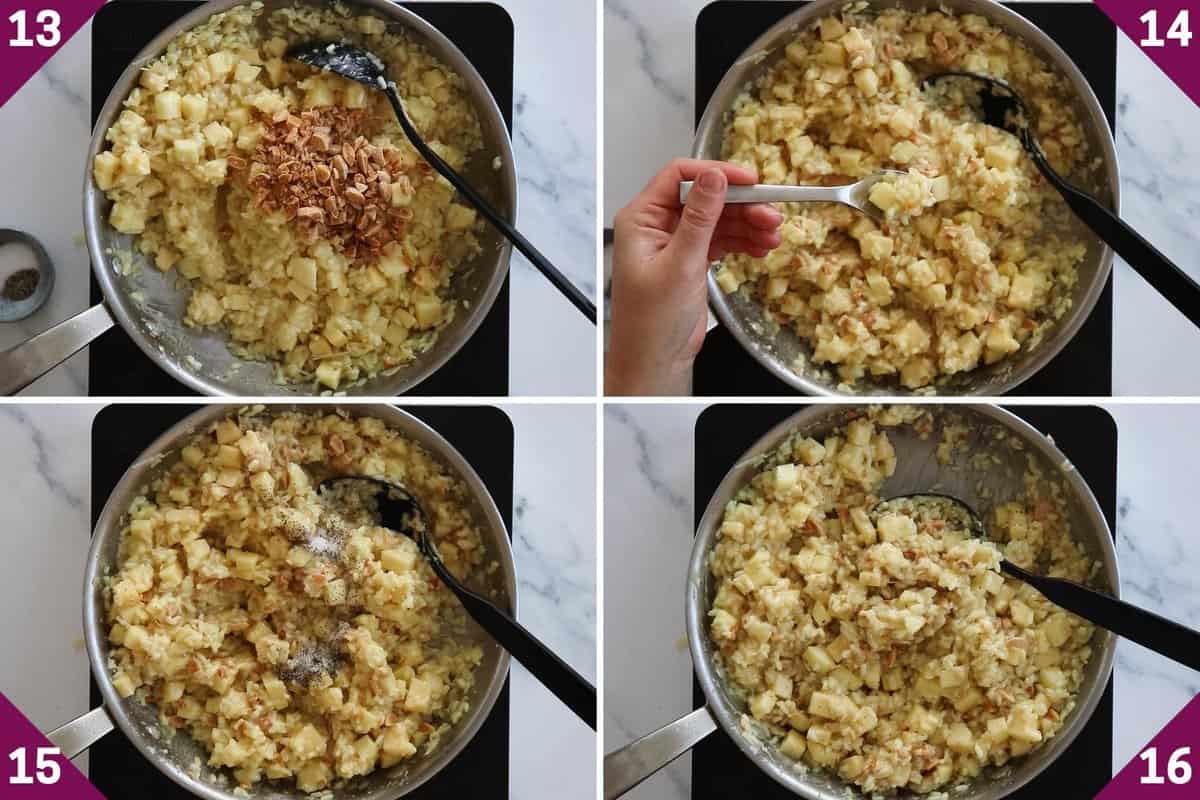 collage showing how to make apple risotto