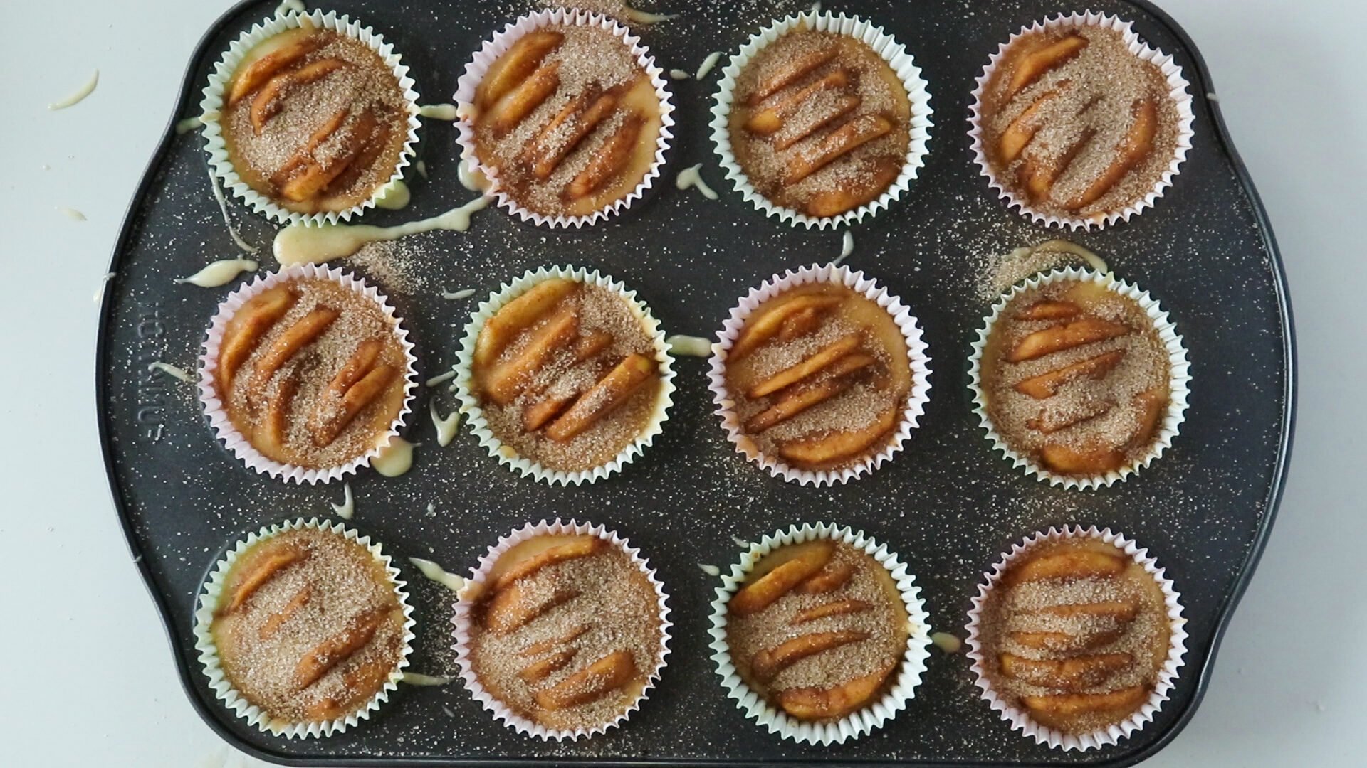 Cinnamon apple muffins before baking.