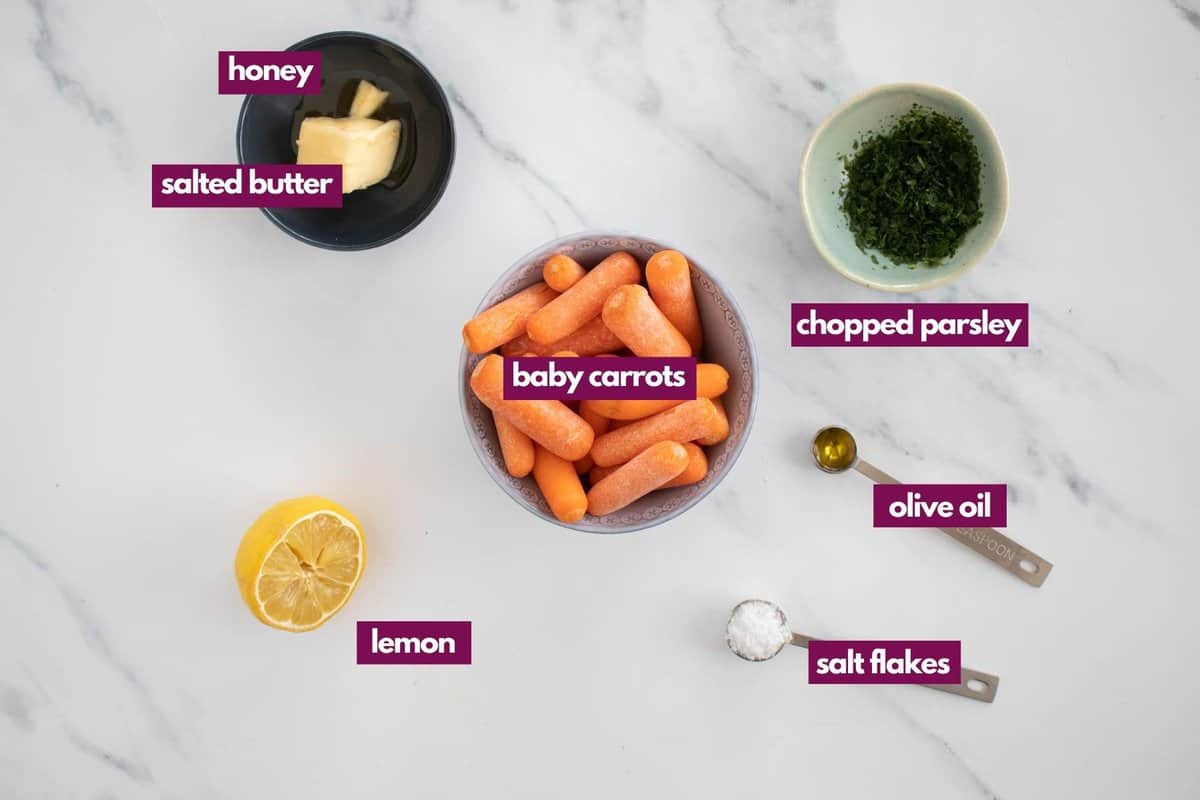 Ingredients for air fryer baby carrots.