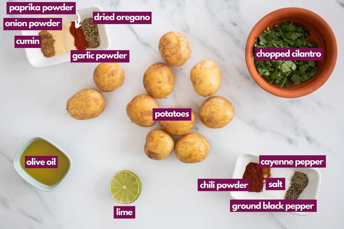 Ingredients for mexican potatoes.