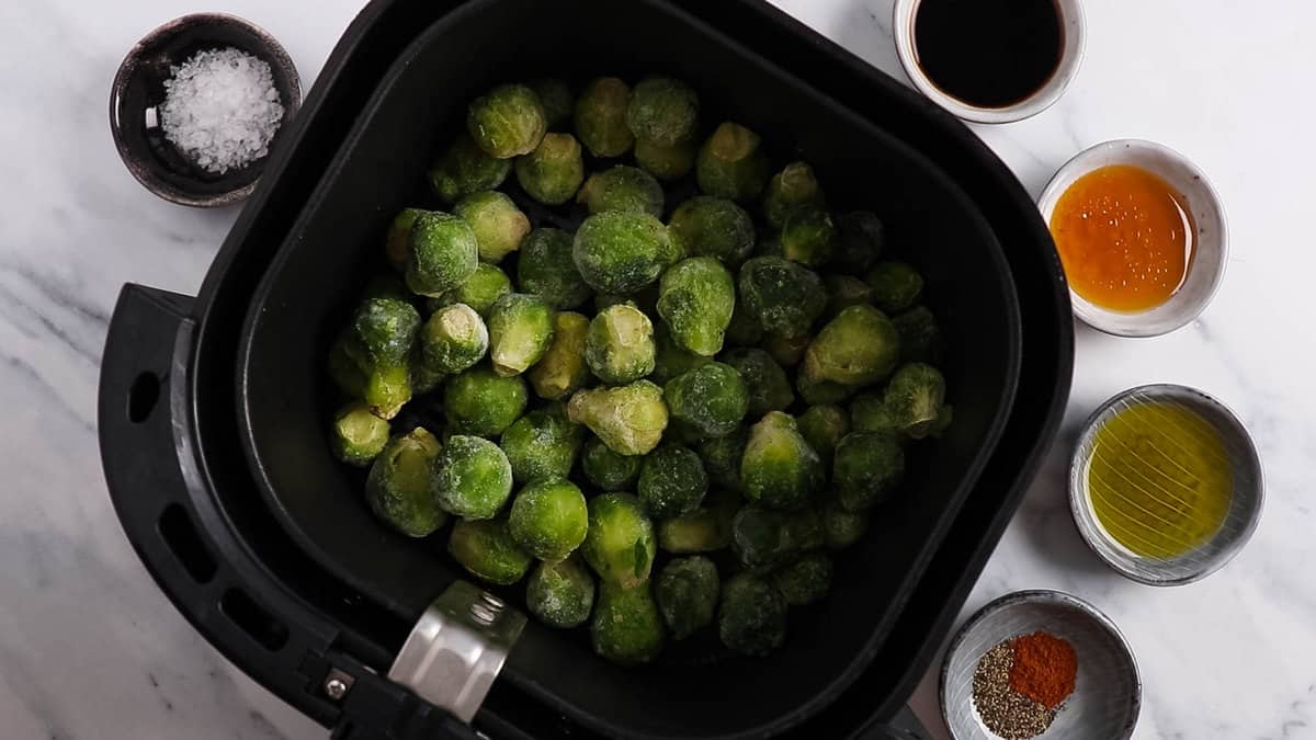 Frozen brussels sprouts in air fryer.