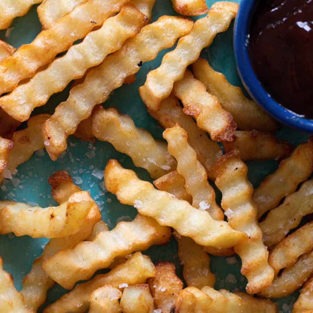 Frozen Crinkle Fries in Air Fryer always use butter