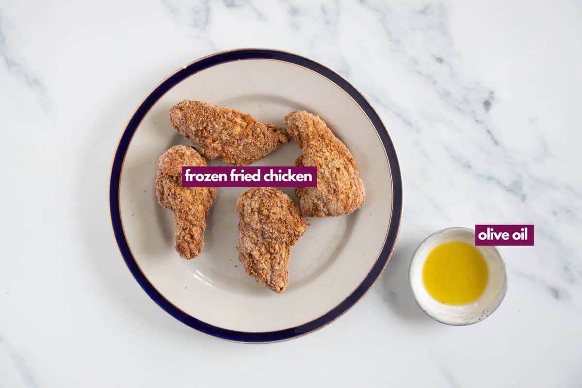 Ingredients for making frozen fried chicken in air fryer.