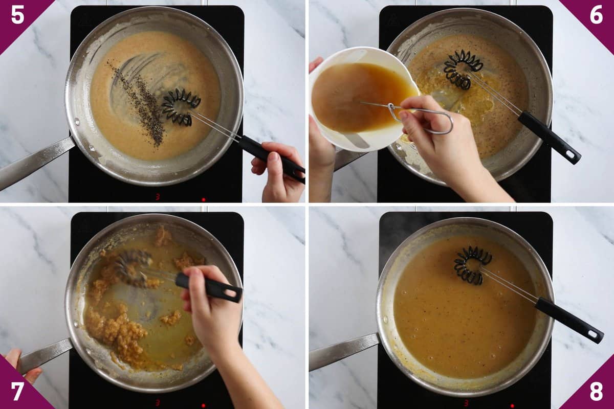 Collage showing how to make gravy without drippings.