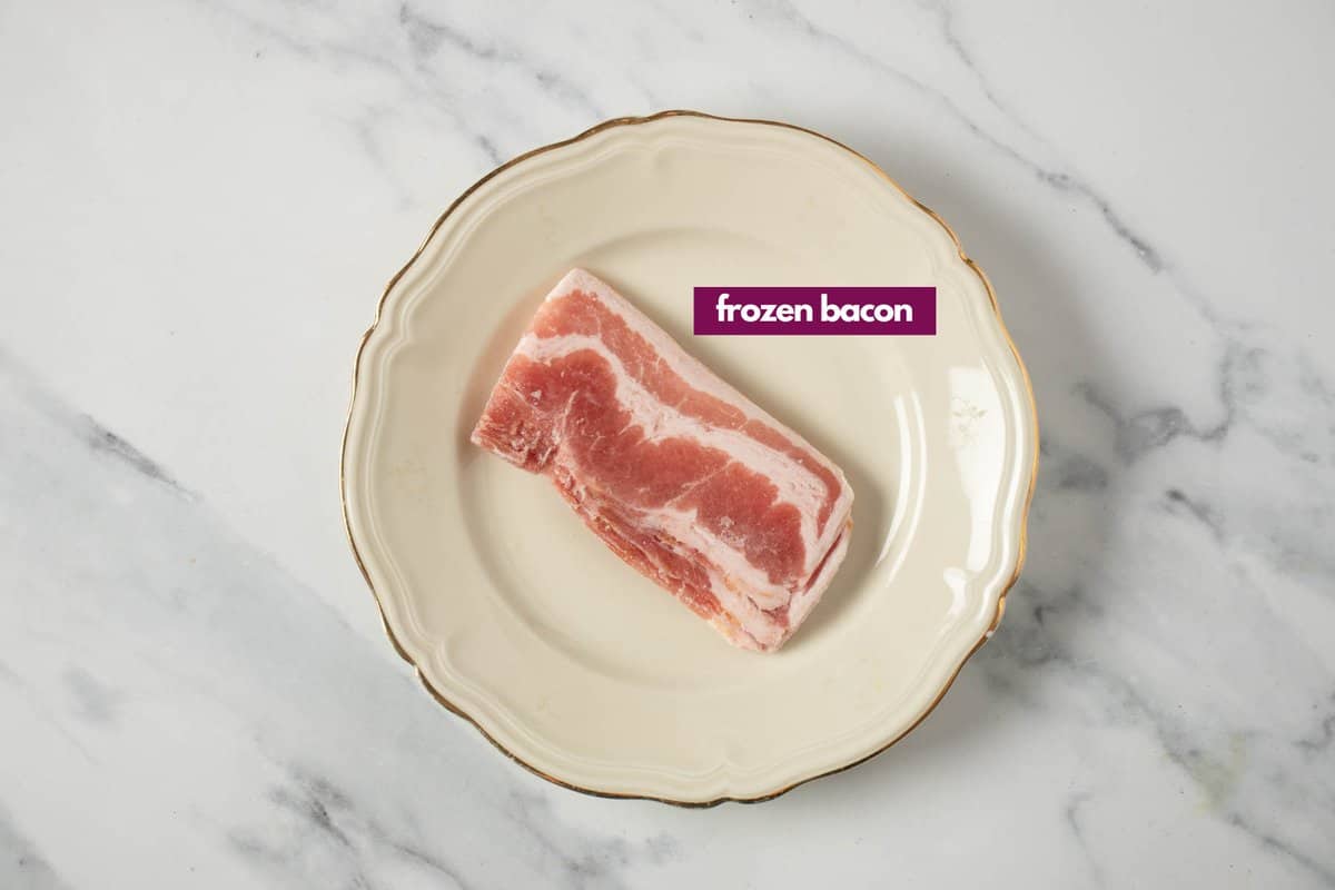 Ingredients for frozen bacon in air fryer.