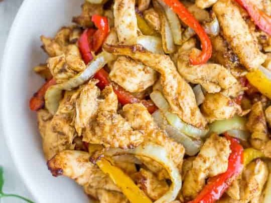 Chicken fajitas made in the air fryer.