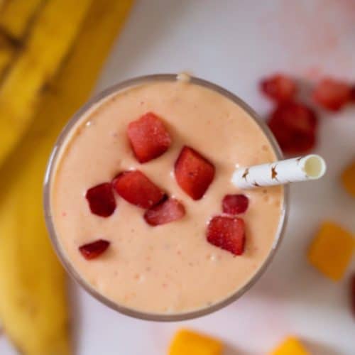 Strawberry mango smoothie.