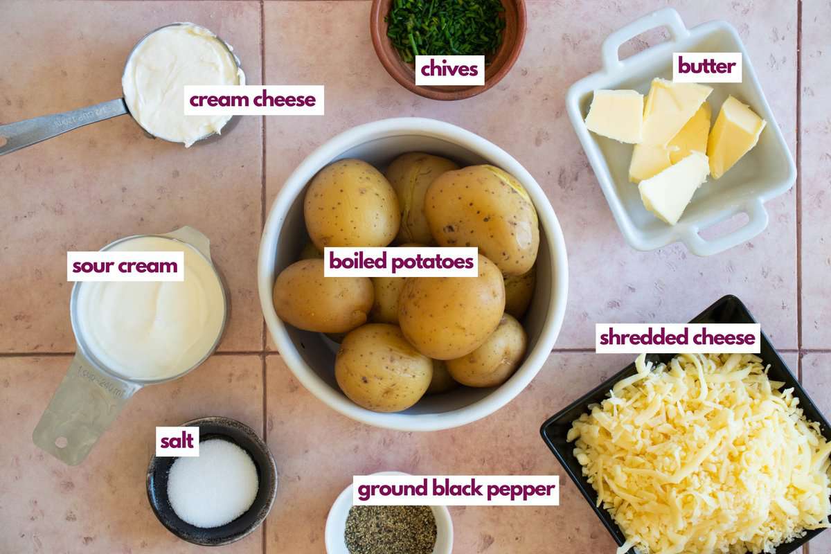 Ingredients needed to make leftover boiled potato casserole.