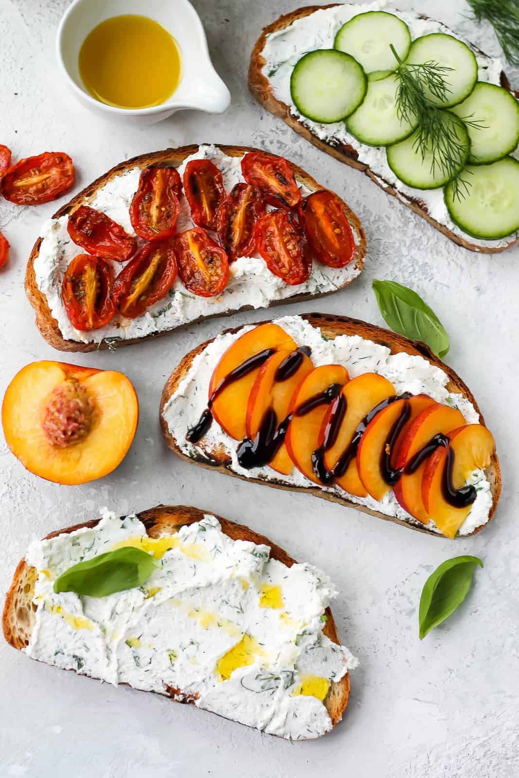 Herbed ricotta toasts.