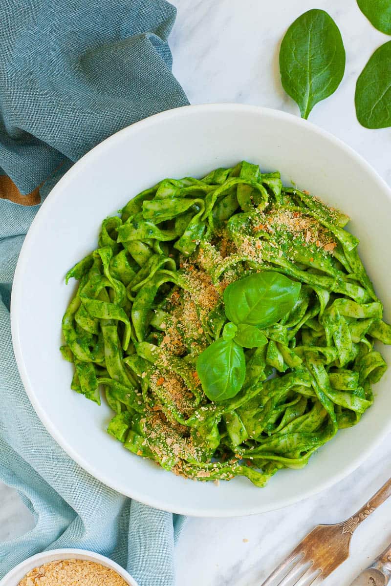 Green spinach pasta.