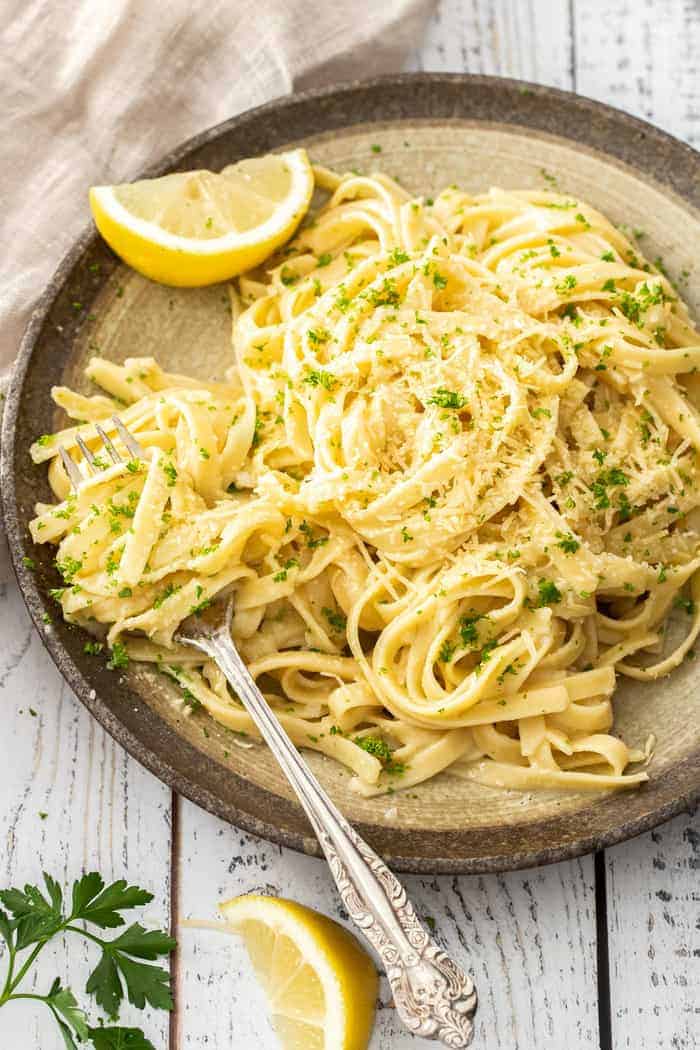 Lemon garlic pasta.