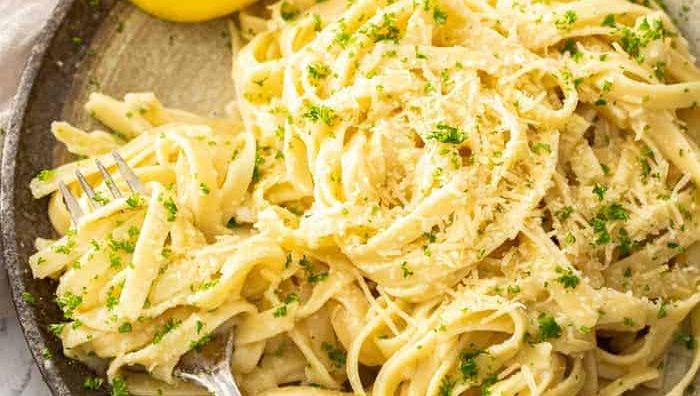 Lemon garlic pasta.
